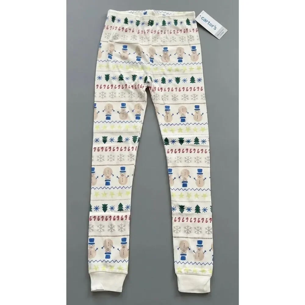 NEW! L Carter's Adult Unisex Christmas Snowman Fair Isle 2PC Pajama Set White